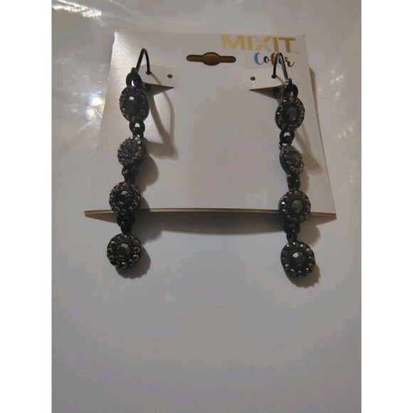 Mixit Jewelry - Mixit Color Black Drop Dangle Earrings Approx 2"